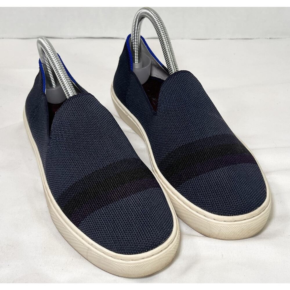 Rothy's Slip On Sneakers Women Size US 8 Night Stripe Navy Blue Recycled Comfort